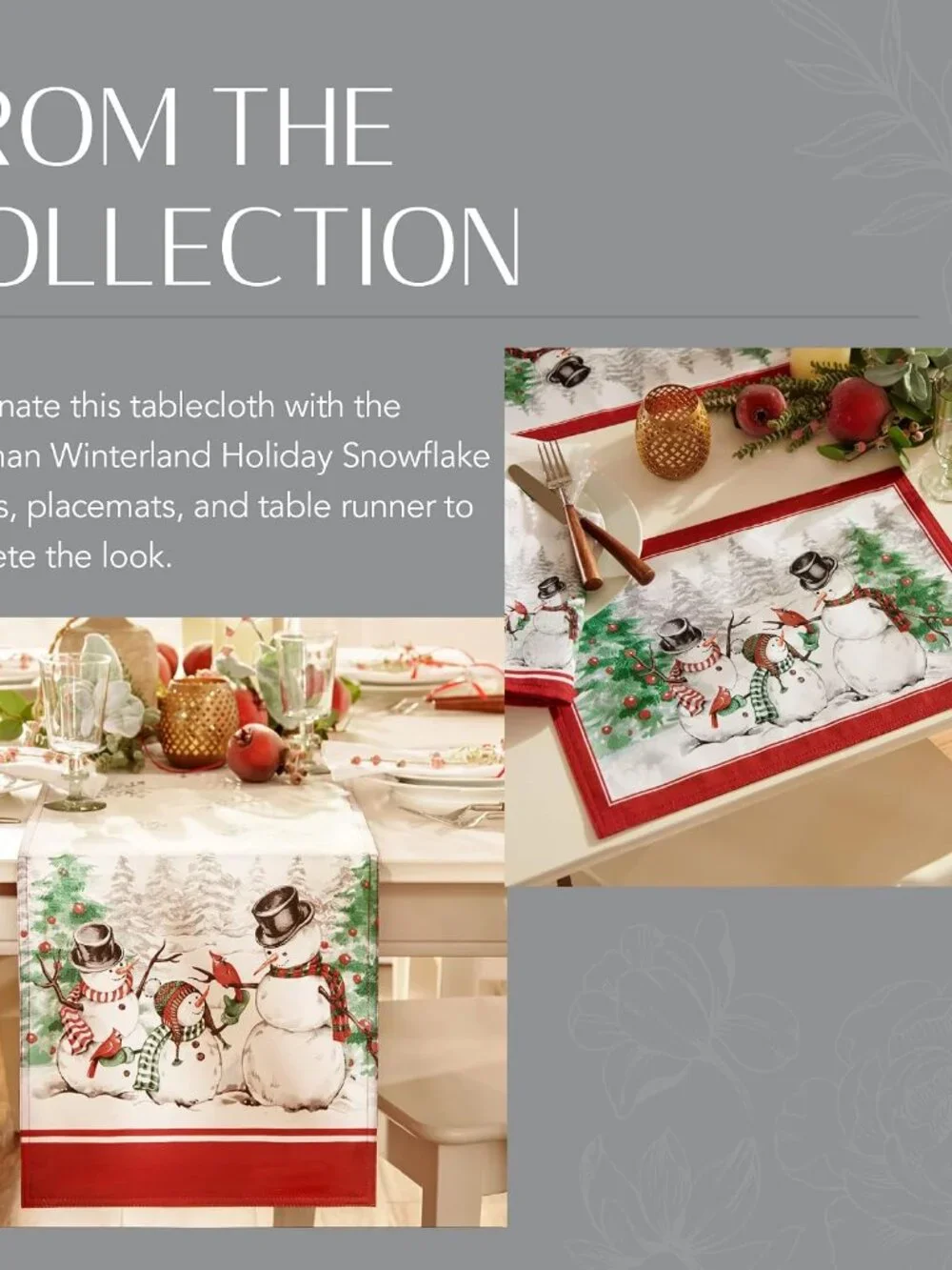 Elrene Snowman Winterland Holiday Tablecloth 60 x 84
